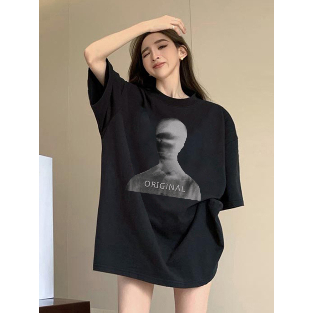 Kaos Puith Atasan Wanita Lengan Pendek Oversize Printed T-shirt Baju Wanita Kekinian Korean Style