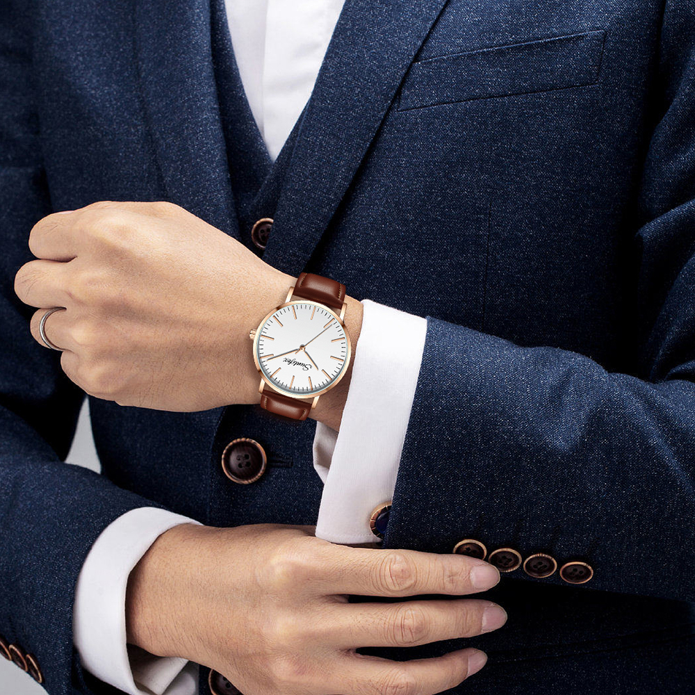 SUNLIFEX 4533 Jam Tangan Pria Fashion Kasual Bisnis Stainless Steel Quartz Original Anti Air Watch Terbaru