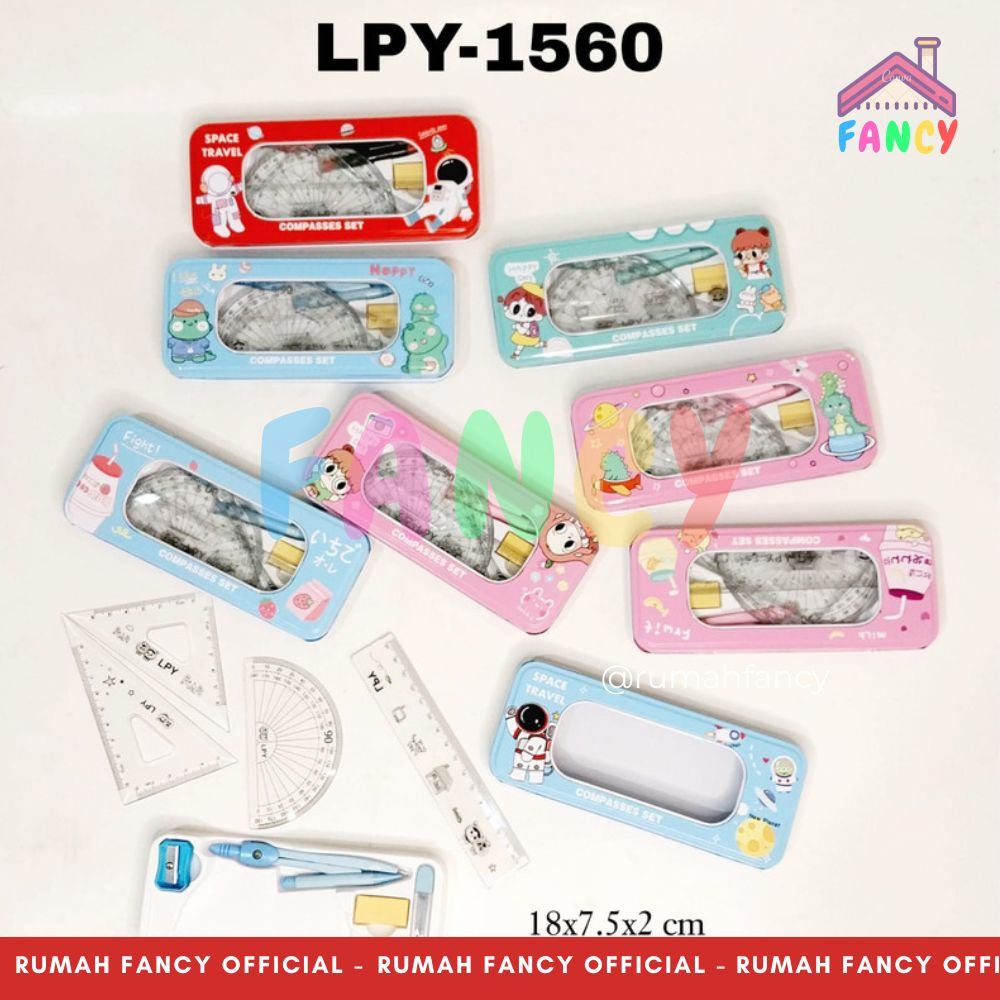 

Jangka Set Alat Tulis Sekolah / Math Set + Wadah Tempat Pensil Kotak Pensil Penggaris Mistar Jangka Set LPY 1560