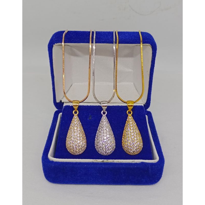 kalung kasandra + liontin tears mp full/ kalung perak asli silver 925 lapis emas/ kalung fashion terbaru