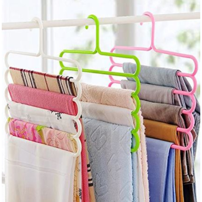 A479 GANTUNGAN BAJU 5 SUSUN magic hanger pakaian celana jilbab handuk layer lemari plastik hemat tempat organizer rumah baju perlengkapan pelastik murah dasi syal pashmina fashmina fashion tie bh underwear jepitan jepit