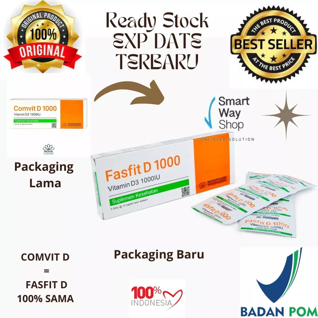 Vitamin D - Fasfit D Vitamin D3 1000 IU - Comvit D 1000 Vit D3 - Suplemen Vitamin