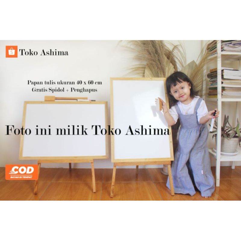 

papan tulis anak white board uk 40x60 gratis spidol + penghapus