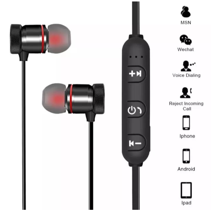 Headset Earphone Bluetooth Handsfree Hf Bluetooth Sport Kabel Magnetic Bass