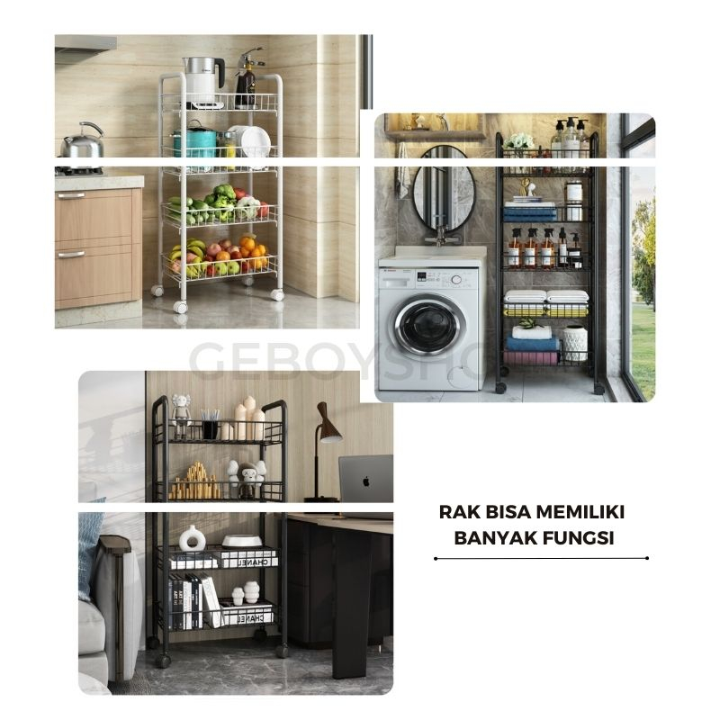 Rak Troli / Rak Trolley / Rak Penyimpanan Serbaguna Susun 4