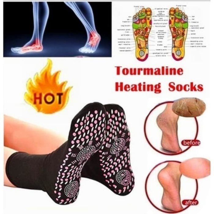 Kaos Kaki Terapi Dengan Pemanas Penghangat Magnetic - Pemanas Kaki Foot Support Tourmaline Magnetic Therapy Terapi