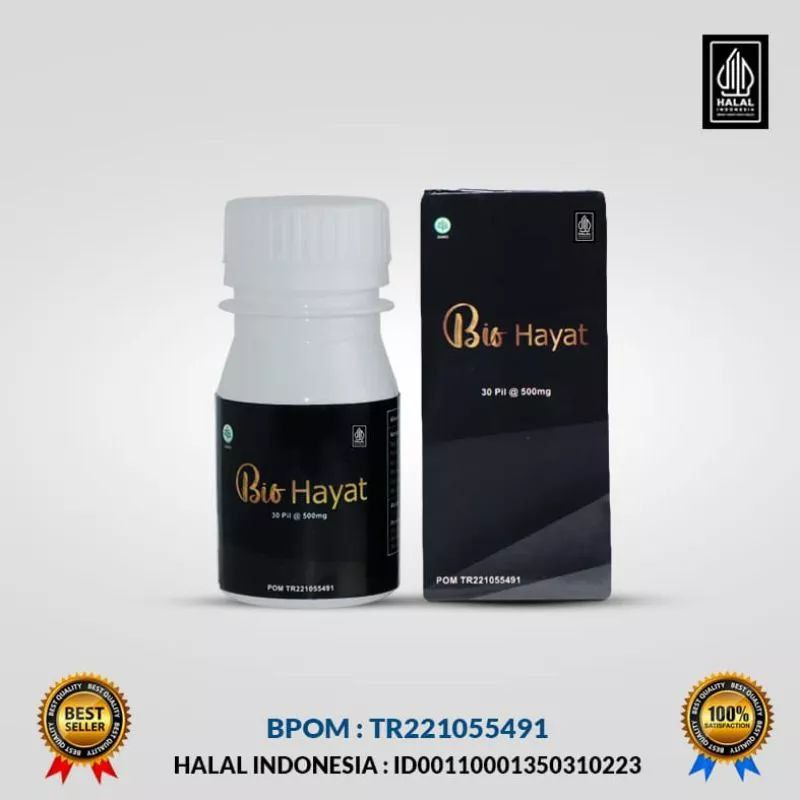 BIO HAYAT PIL Hitam Untuk Membantu Memelihara Daya Tahan dan Melancarkan Peredaran Darah 1Botol 30PIL Herbal Original