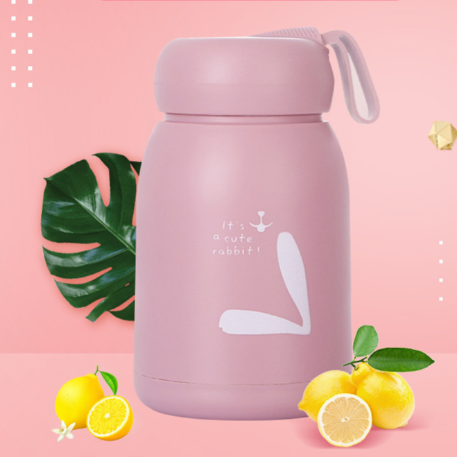 Botol Minum Kaca Bening Kelinci Imut 330ml BTL-NICE