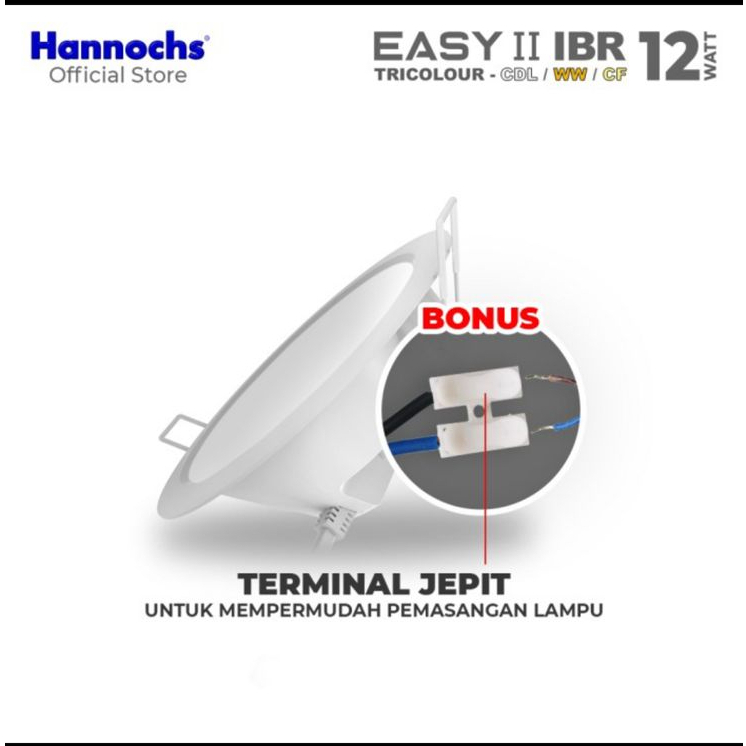 Lampu Downlight LED Hannochs EASY II 12W Bulat IB TRICOLOUR 3 WARNA