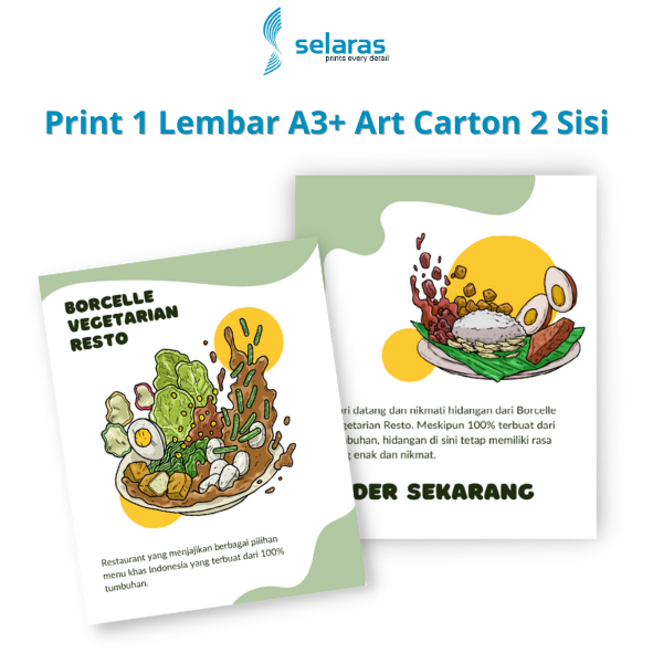 

Print 1 lembar A3 Art Carton 2 sisi Selaras Printing