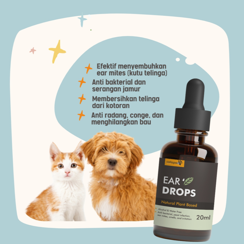 Catapaw Obat Tetes Telinga Kucing Anti Earmites Conge Gatal dan Infeksi / Obat Pembersih Kotoran Telinga Kucing Anjing