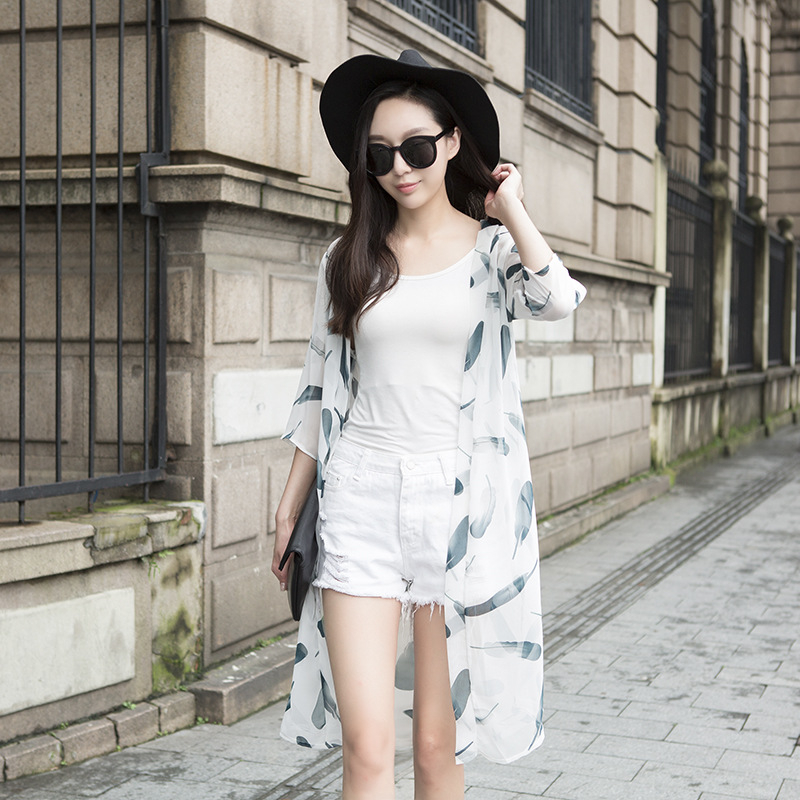 Cardigan Wanita musim panas baru setengah lengan kemeja sifon selendang mantel kardigan outer scarf 100% original impor outer organza cardigan korean style