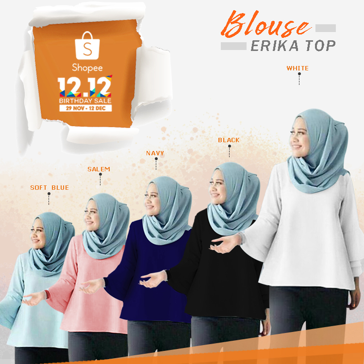 HIPNOP PAKAIAN WANITA ERIKA TOP BAJU BLOUSE ATASAN