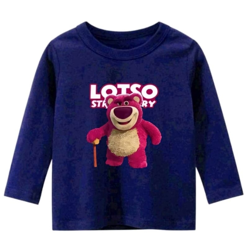 Atasan Kaos anak lengan panjang  usia 1-12 Tahun Pinky bear