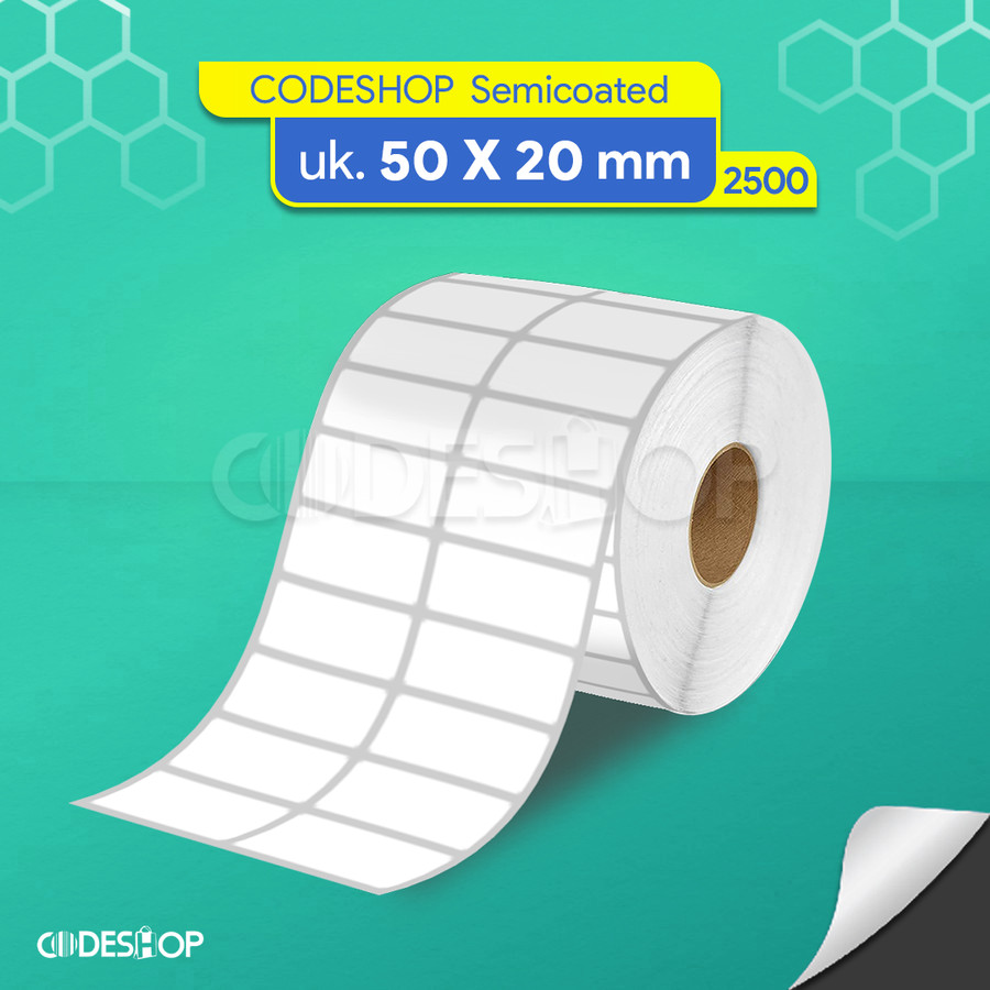 

Codeshop Label Semicoated 50x20 mm 2 Line Core Kecil isi 2500 Stiker