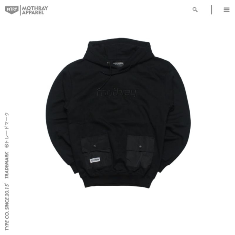 HOODIE MOTHRAY HITAM POCKET