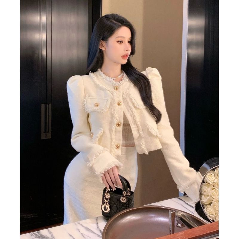 READY LANGSUNG KIRIM Isabella tweed Long set - SEOULCHIIC.id