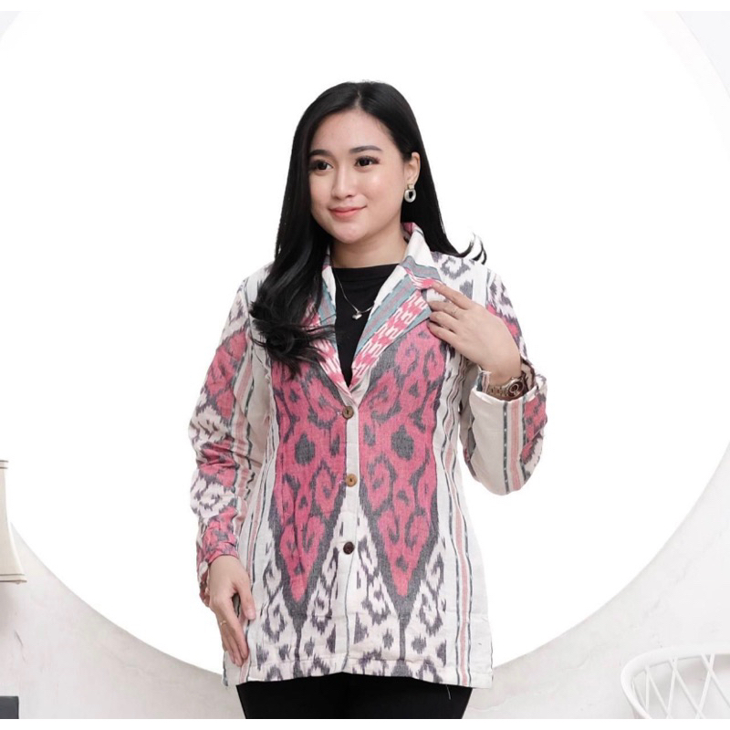 blazer tenun || tenun ori || blazer wanita kantoran