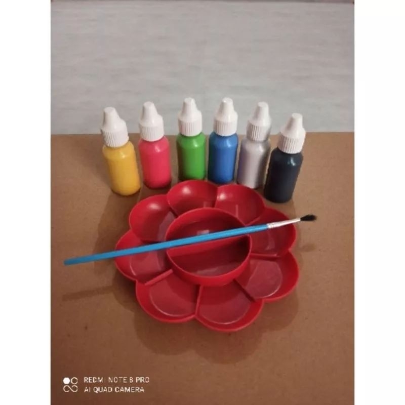

1 set cat lukis akrilik 6 warna+kuas+palet cat lukis
