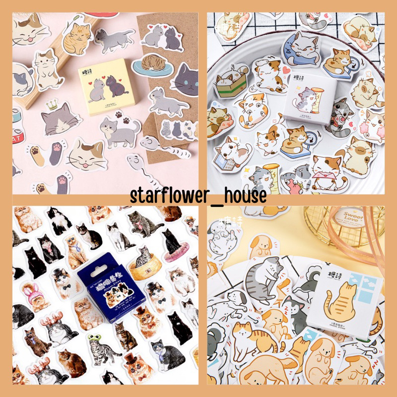 

45pcs Stiker Kertas Motif Kartun Kucing Untuk Scrapbook/Alat Tulis