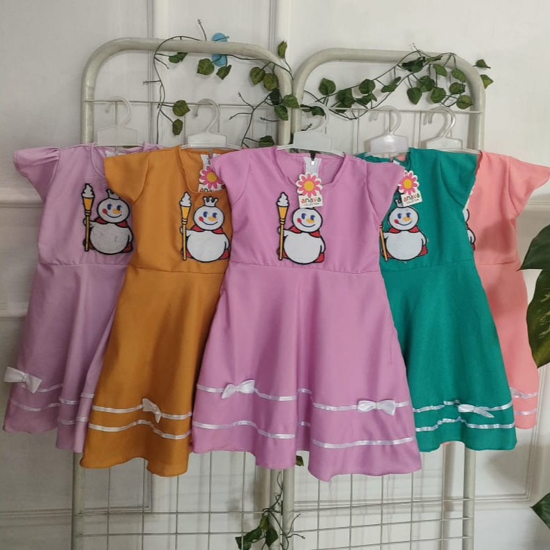 Dress bayi perempuan baju anak perempuan Dress anak boneka mixue usia 2 - 3 tahun dress mixue pita d