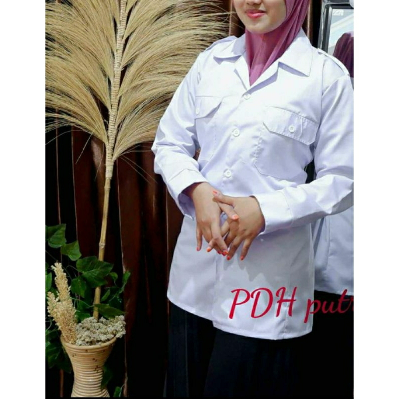 BAJU PDH BIDAN PERAWAT PEMDA WANITA PUTIH BAHAN DRIL NAGATA TERBAIK