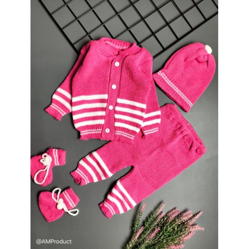 set jaket rajut bayi boss 0-1 bulan