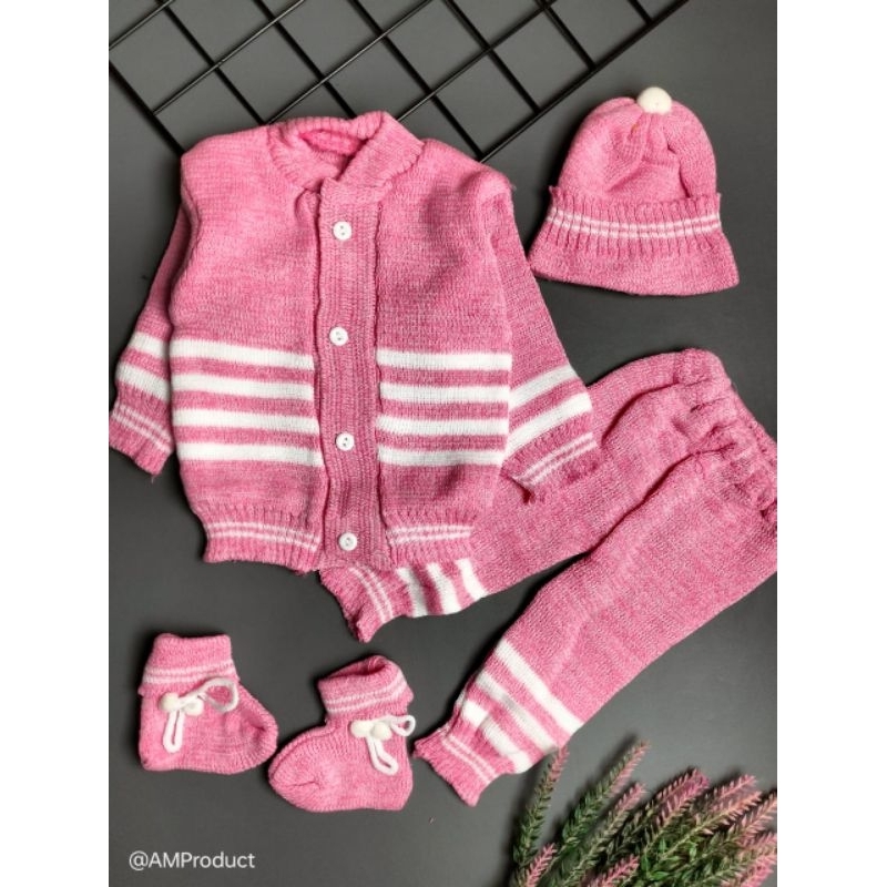 set jaket rajut bayi boss 0-1 bulan