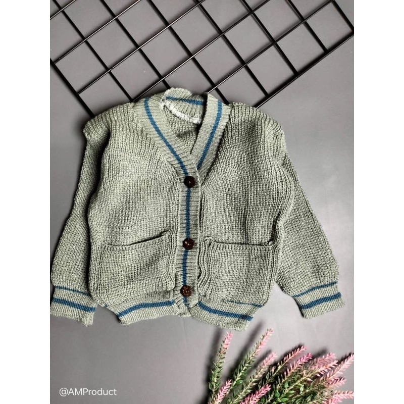 sweater rajut bayi saku 3-12 bulan