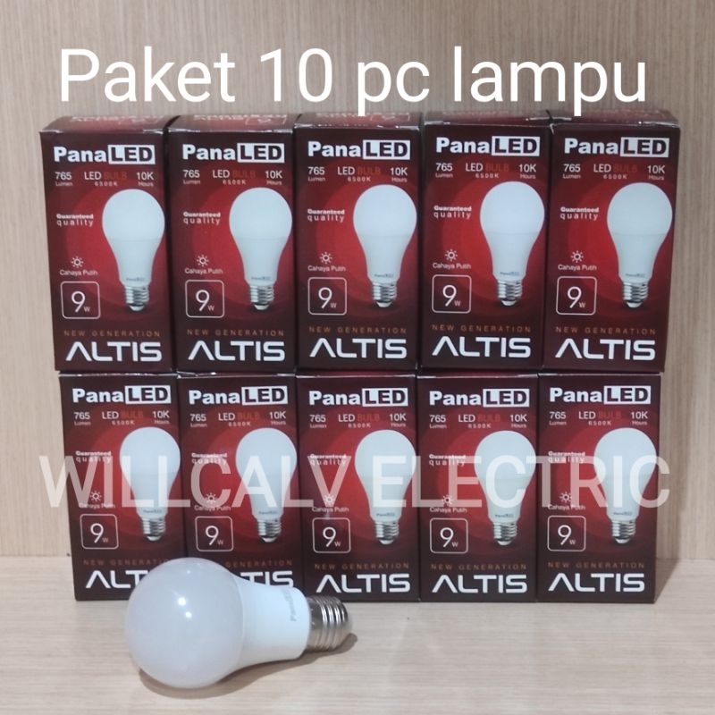 Paket 10 pc lampu led bulb PANALED ALTIS 9W 9 watt E27 cahaya putih 6500K