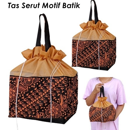 Tas Berkat Tas Hajatan Serut Motif Batik Tebal Tas Kotak Nasi Ukuran 20cm 22cm