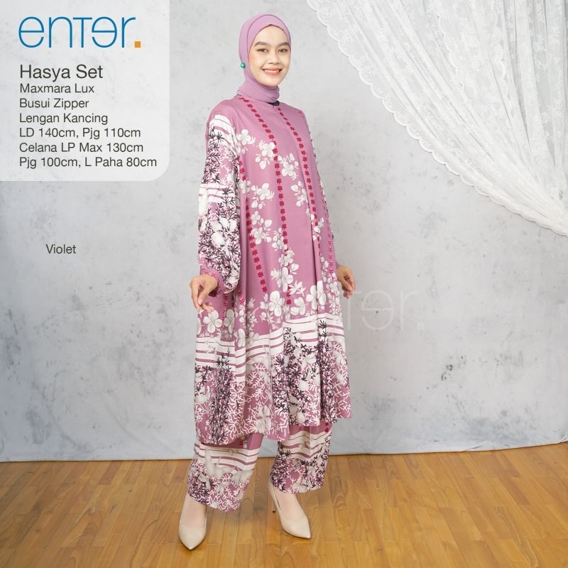 One Set Tunik LD 140 XXXL Hasya Lekha Nafisa Set Ori Enter Setcel Setelan Wanita Jumbo Oneset Midi F