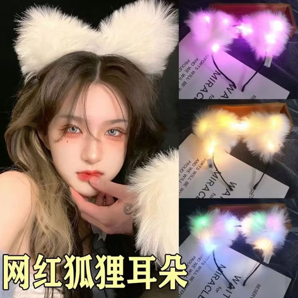 BD096 Bando telinga kucing lonceng bando nekomimi lampu bando cosplay telinga kucing bando korea