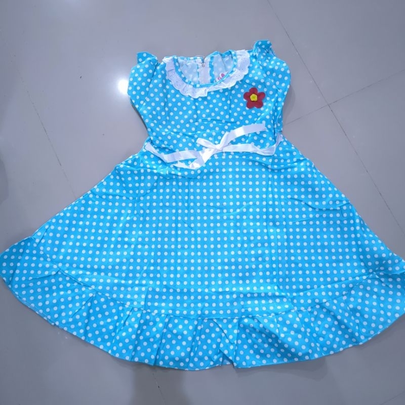 Dress anak 4 5 tahun gaun anak cewek katun rempel baju anak cewek perempuan ( dress polka Dinda )