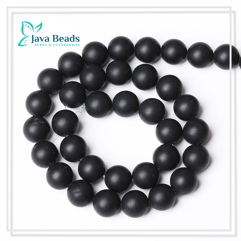 Manik Batu Black Onyx Doff 4mm 6mm 8mm 10mm 12mm Untuk Bahan Gelang