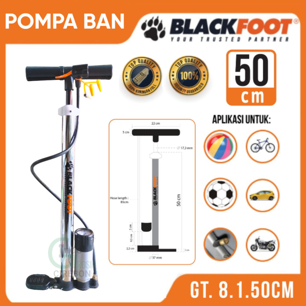 BLACKFOOT  Pompa Angin Ban Sepeda, Motor, Mobil, Bola 50cm