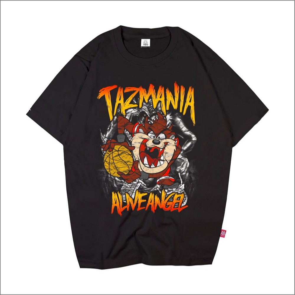 KAOS DISTRO PRIA & WANITA / ORIGINAL ALIVE ANGEL / TSHIRT TAZMANIA / CARTOON SERIES / BLACK WHITE TE