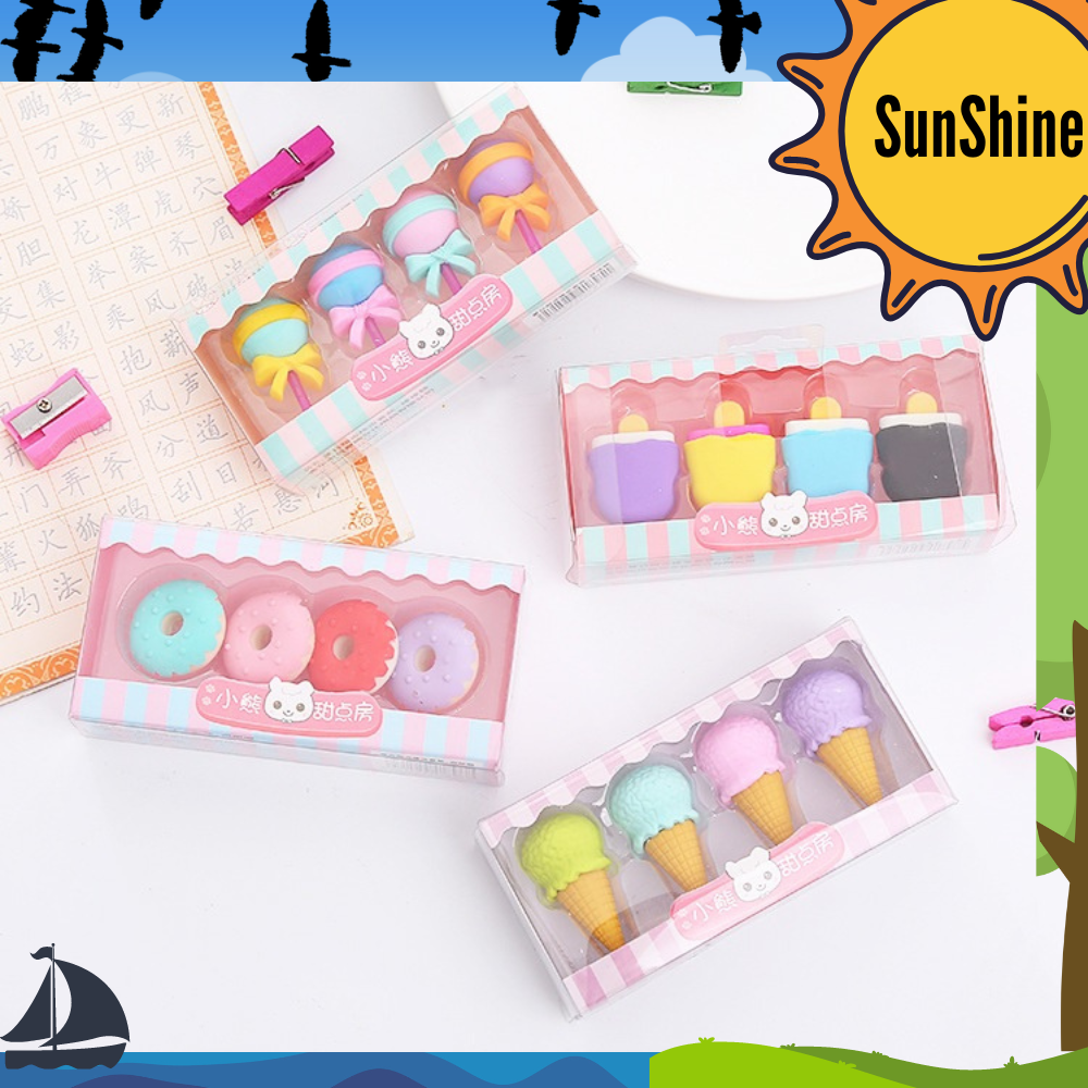 

✨ Sunshine Fancy ✨ 4 Pcs Cute Eraser Ice Cream / Penghapus Es Krim Lucu PE0004