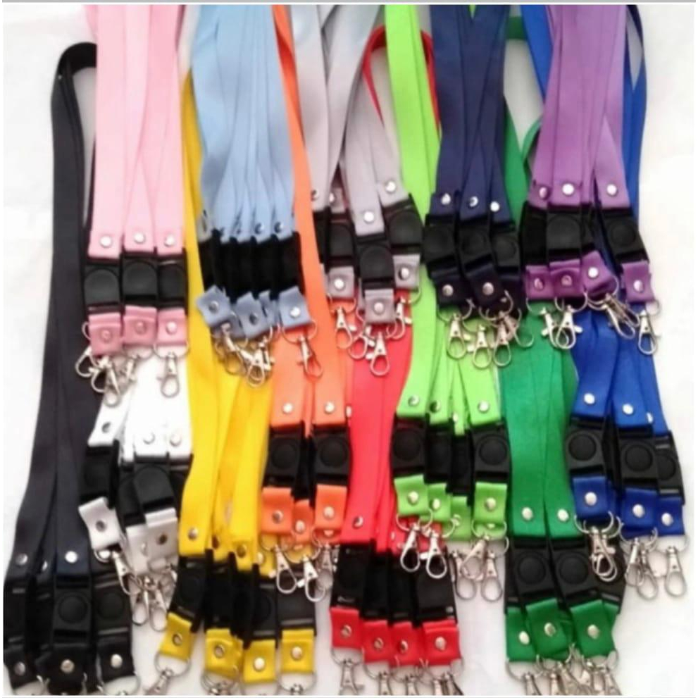 1 Pcs Tali ID Card 2cm bahan Nylon  Stopper dengan Cantolan Besi - Lanyard 2cm