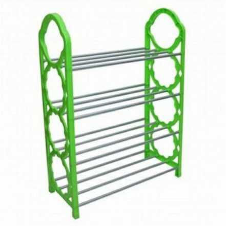 Rak sepatu warna 4 susun plastik dan aluminium cantik portable multifungsi