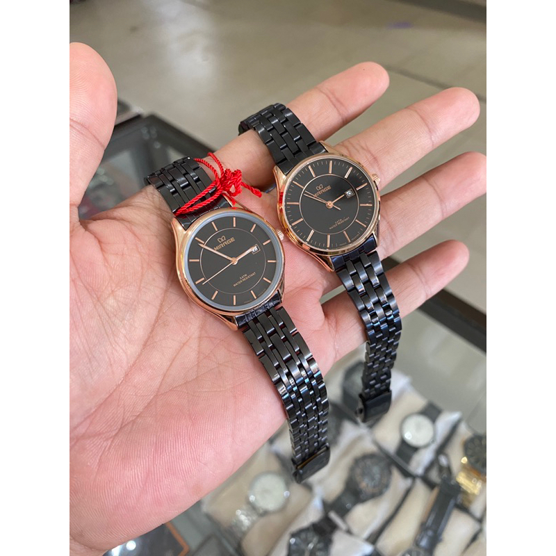 JAM TANGAN MIRAGE HITAM ROSEGOLD WANITA