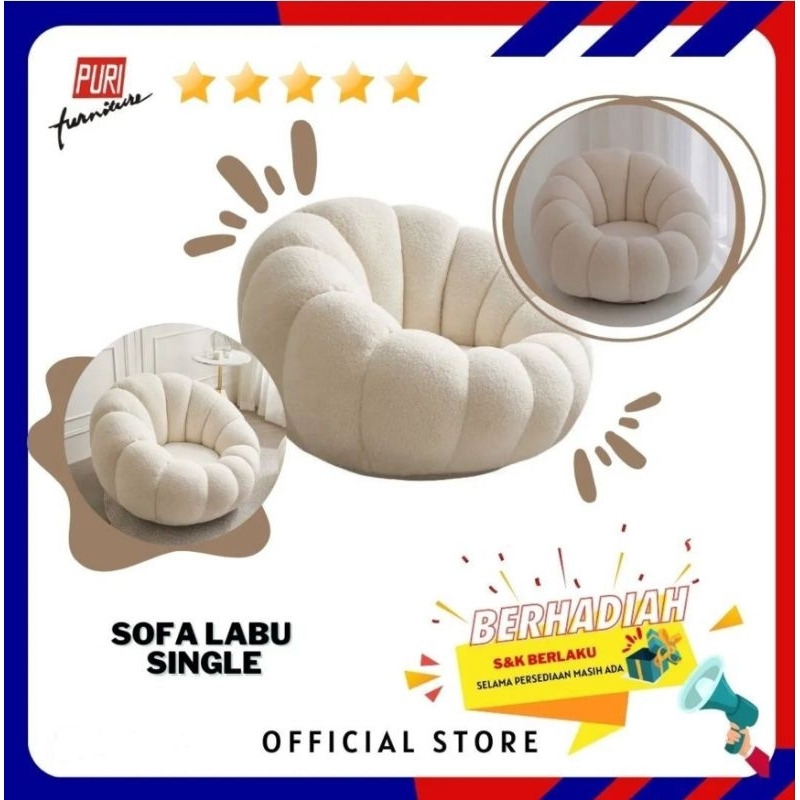 SOFA LABU AESTHETIC SINGLE / KURSI SANTAI EMPUK / SOFA PUFF