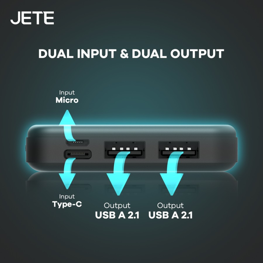 JETE C7 Power Bank 10000 mAh Smart IQ Dual Output USB