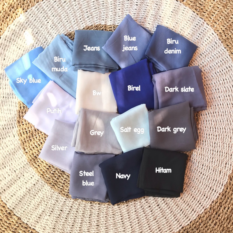 90+WARNA BELLA SQUARE POLYCOTTON PLAIN / JILBAB SEGIEMPAT POLY COTTON  VOAL 110X110 KERUDUNG HIJAB SEKOLAH (1KG MUAT 13PCS)