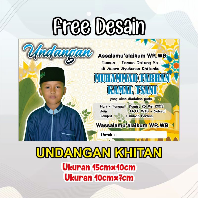 

UNDANGAN KHITAN 1 SISI DESAIN BEBAS REQUEST
