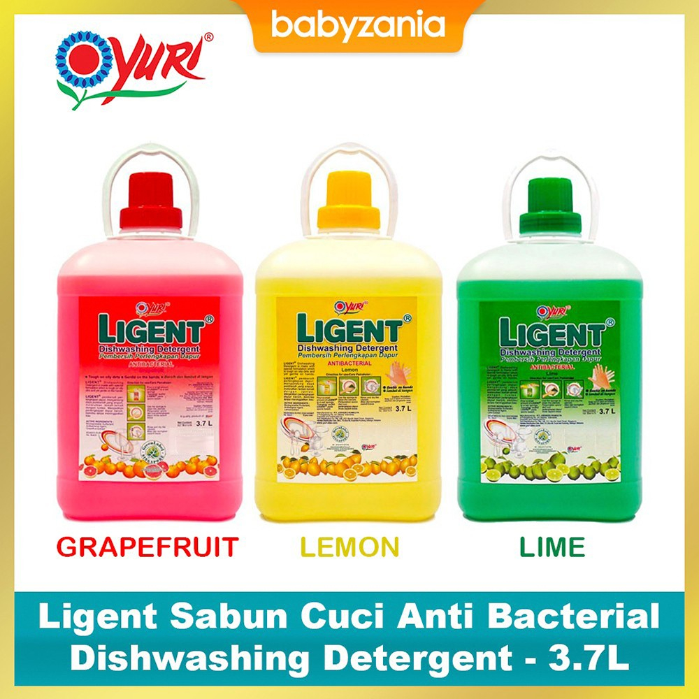 Yuri Ligent Sabun Cuci Piring Anti Bacterial Dishwashing Detergent 3.7 Liter - Tersedia Pilihan Aro