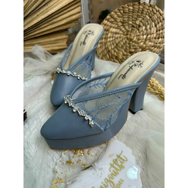 Sepatu wedding pesta cantik Alexna ice blue 10 cm