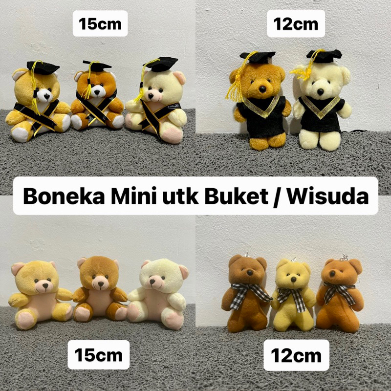 Boneka Mini (12cm & 15cm) untuk Buket Graduation Wisuda / Hampers Beruang Teddy Bear Kecil Murah