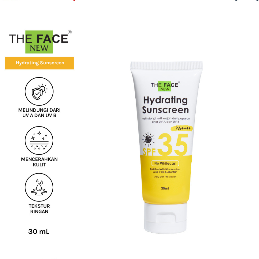 ⭐BAGUS⭐ [BPOM] THE FACE Hydrating Sunscreen UV Defender 30ml-SPF35/PA++++ | Tabir Surya UVA UVB