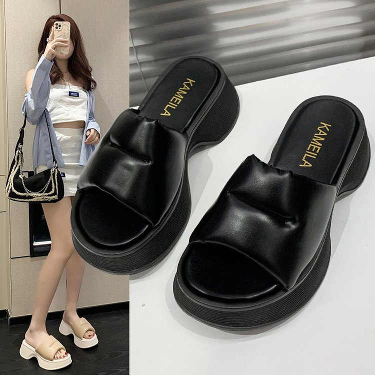 ( AMOUR ) Sandal Wedges Wanita Simple Hang Out Santai Premium Import Fashion Korea 5999